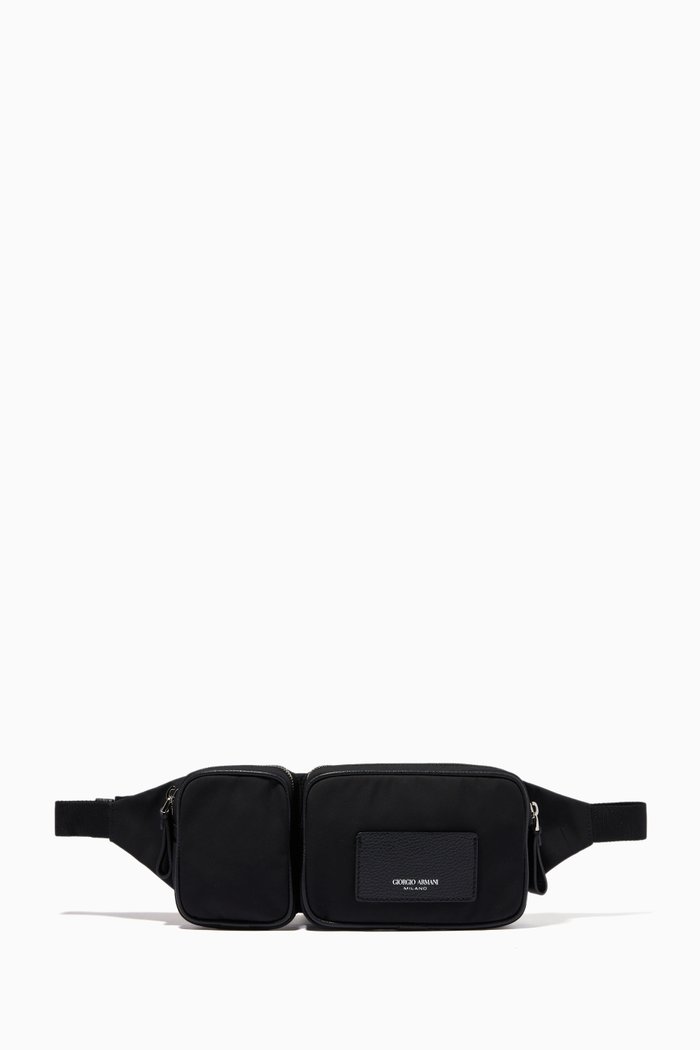 

GA Double Pocket Belt Bag in Nylon, Black