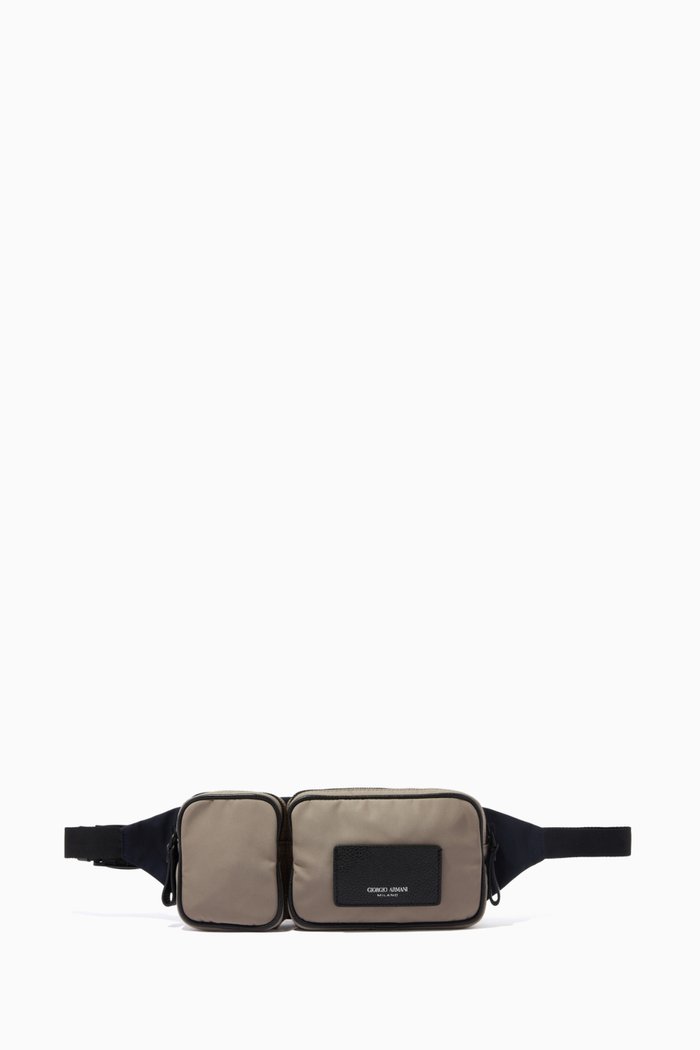 

Double Pocket Belt Bag in Nylon, Blue