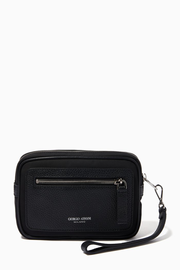 

GA Pochette in Nylon & Leather, Black