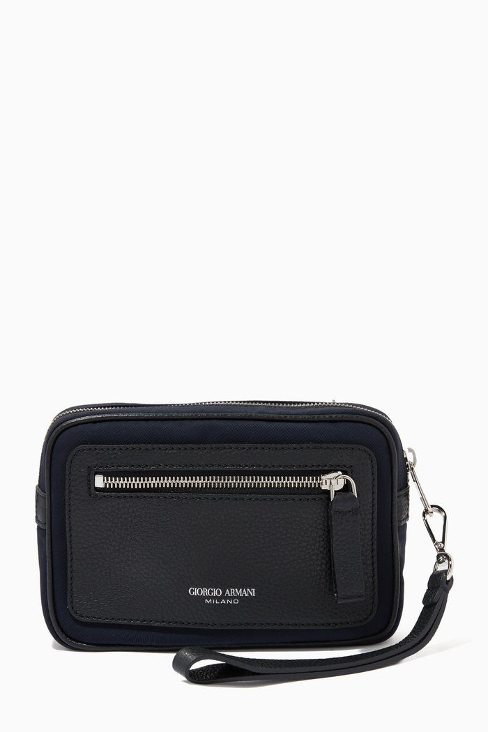 

GA Pochette in Nylon & Leather, Blue