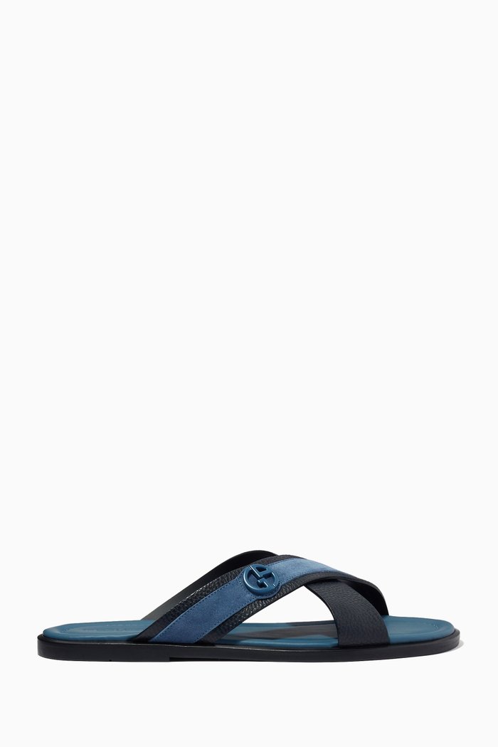 

Criss-cross Slide Sandals in Suede, Blue