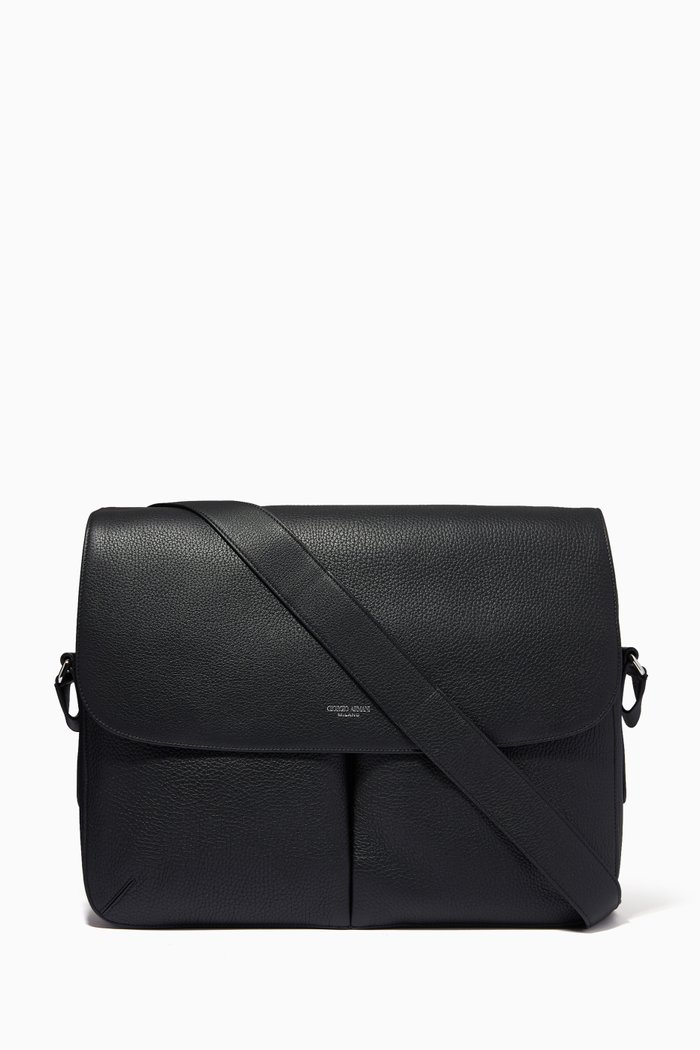 

La Prima Messenger Bag in Tumbled Leather, Black