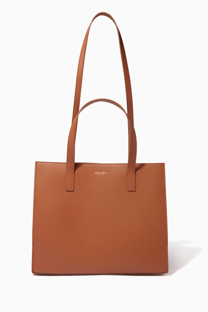 

Le Jour Tote Bag in Calf Leather, Brown
