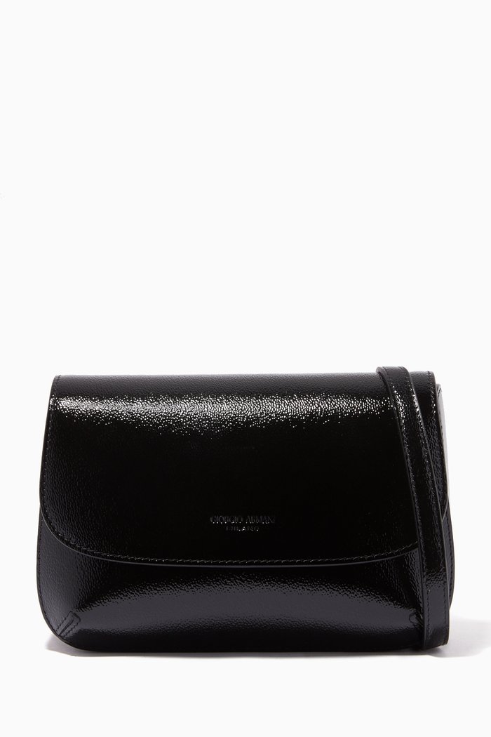 

La Prima Mini Crossbody Bag in Patent Leather, Black
