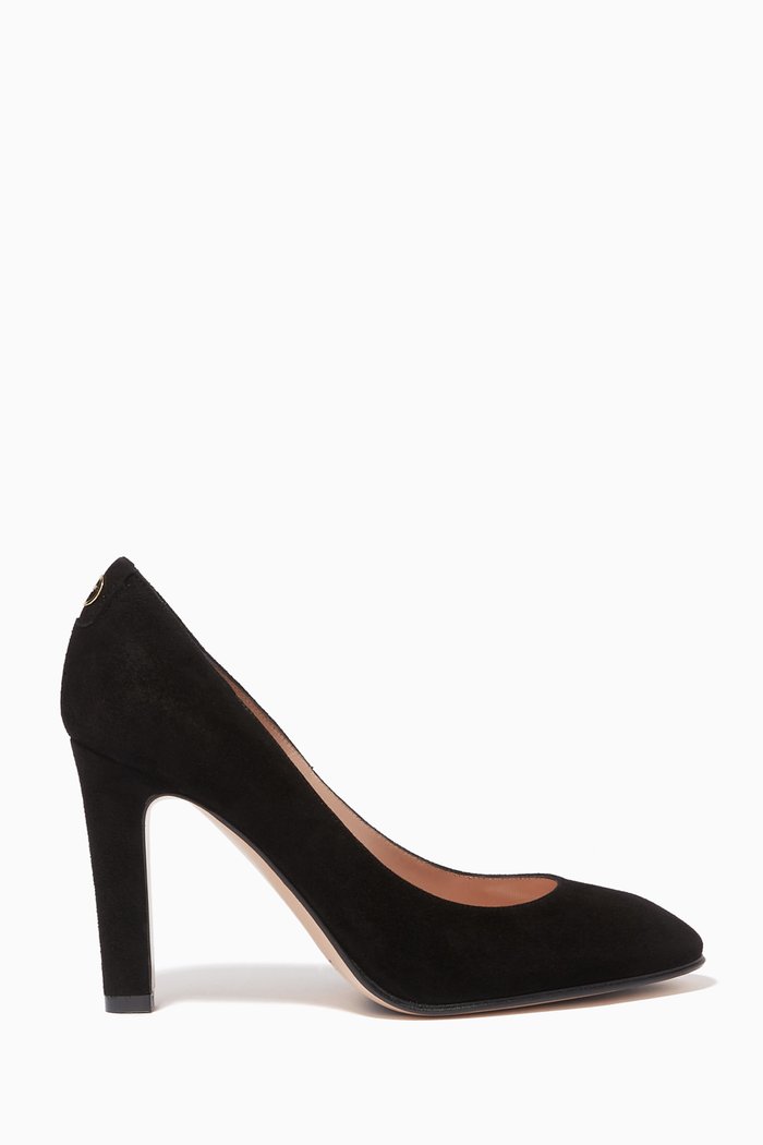 

GA Logo Pumps in Suede Leather, Black