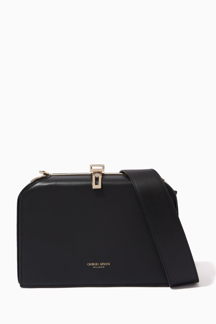 

La Prima Crossbody Box Bag in Calf Leather, Black