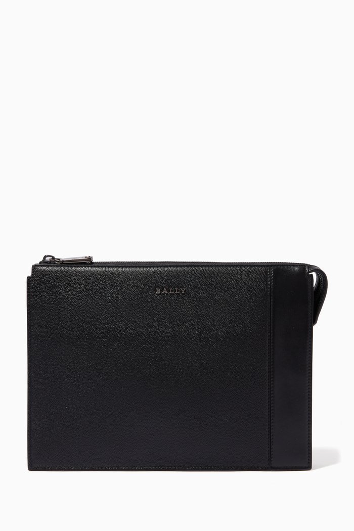 

Eming Clutch Bag in Leather, Black