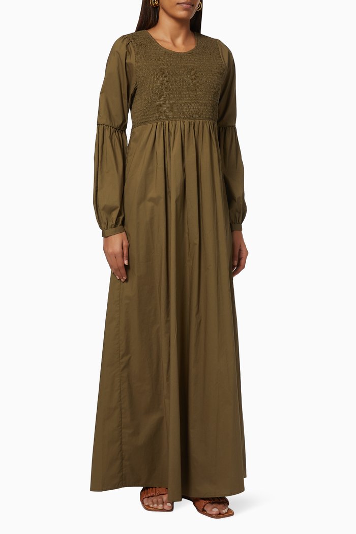

Agnes Maxi Dress in Cotton Voile, Green