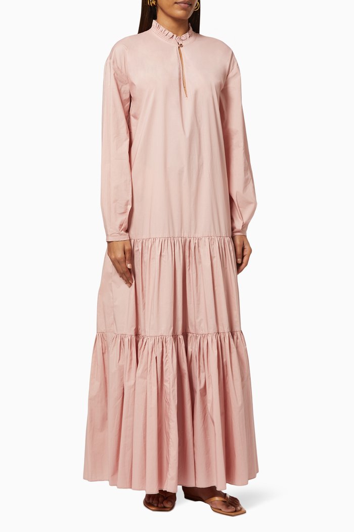 

Carlotta Maxi Dress in Cotton Poplin, Pink