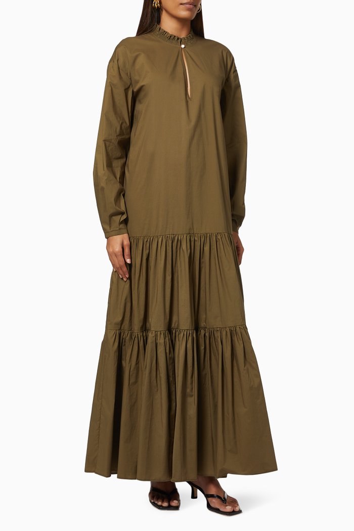 

Carlotta Maxi Dress in Cotton Poplin, Green