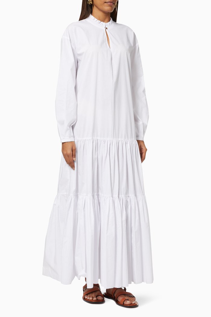 Carlotta Maxi Dress in Cotton Poplin, White