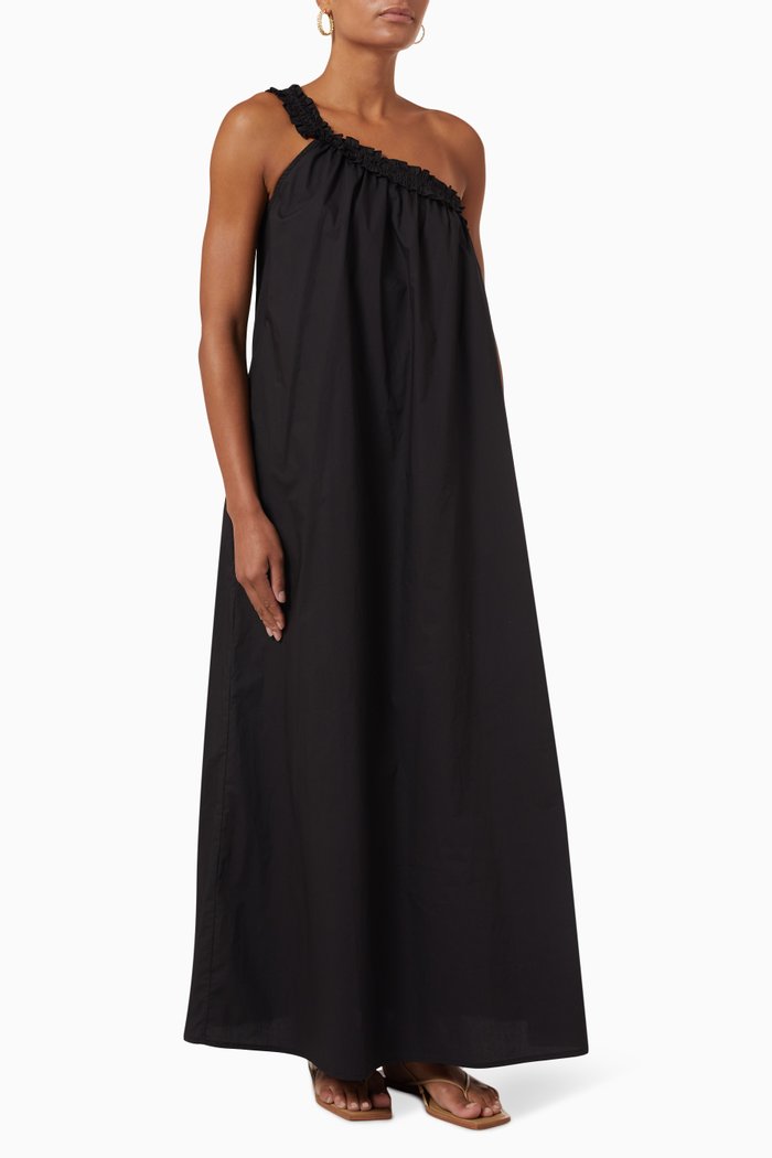 

Donatella Maxi Dress in Cotton Poplin, Black