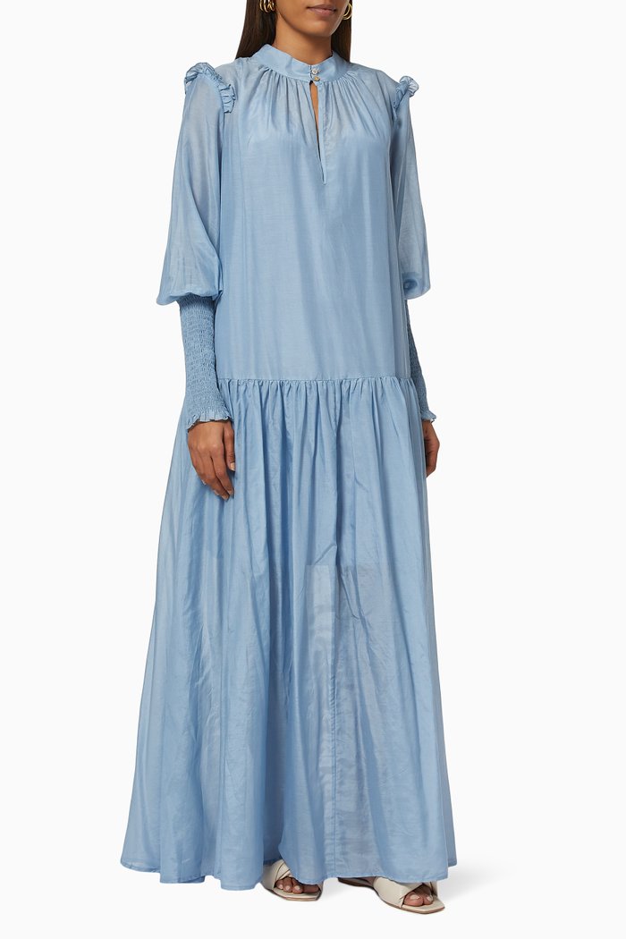 

Cecile Maxi Dress in Cotton Voile, Blue