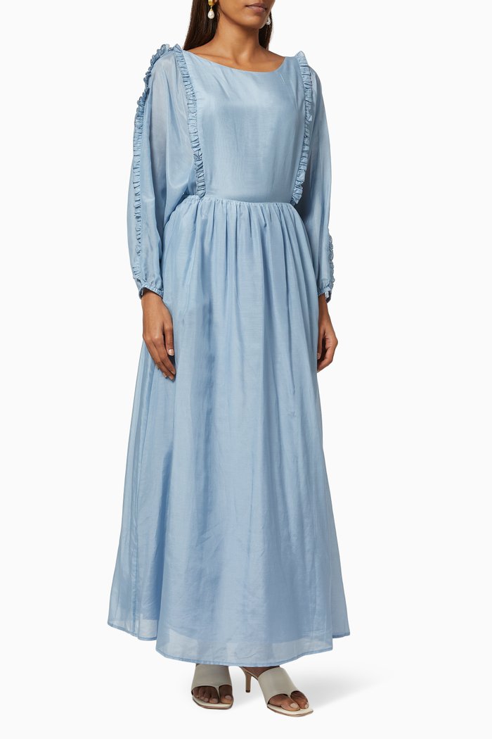 Magdalene Maxi Dress in Cotton Voile, Blue