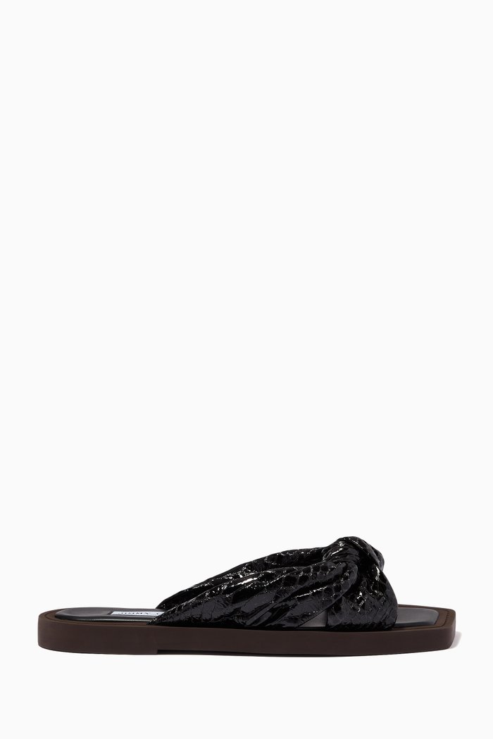

Tropica Flats in Gel Snake-printed Leather & Nappa, Black