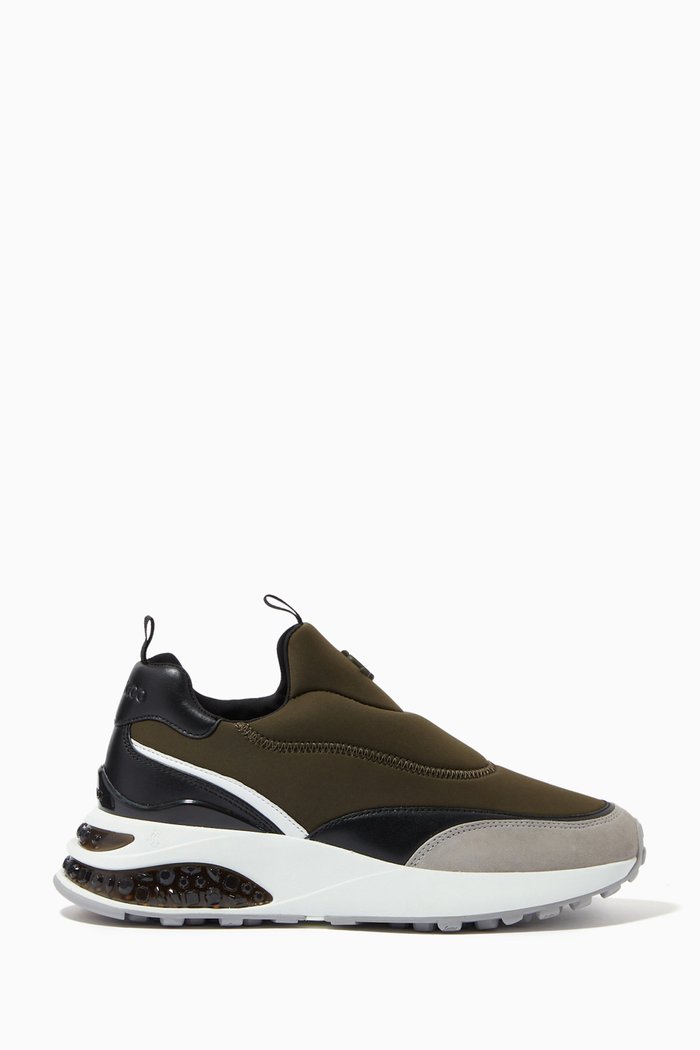 

Memphis Sneakers in Neoprene & Leather, Green