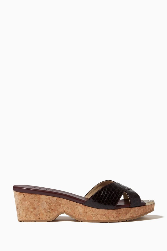 

Panna 50 Wedges in Croc-Embossed Leather, Red