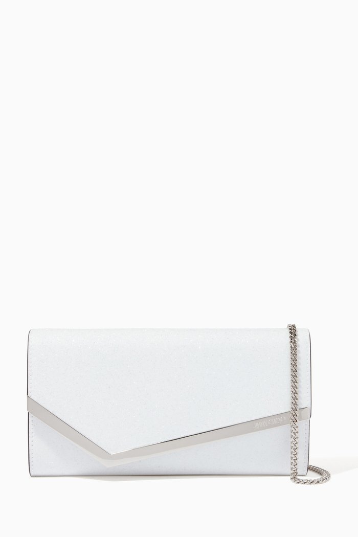 

Emmie Clutch in Glitter Leather, White