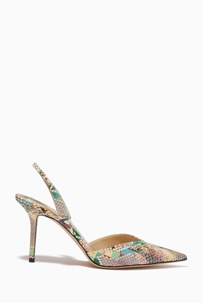 

Thandi 85 Slingback Pumps in Glossy Rainbow Elaphe, Pink