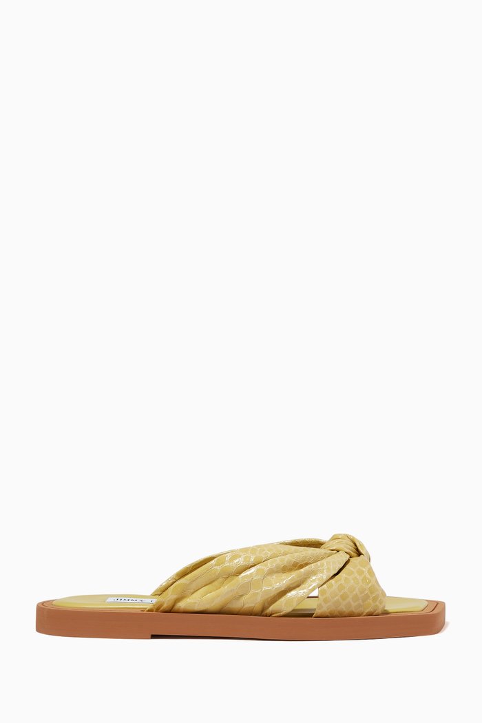

Tropica Flats in Gel Snake-printed Leather & Nappa, Yellow