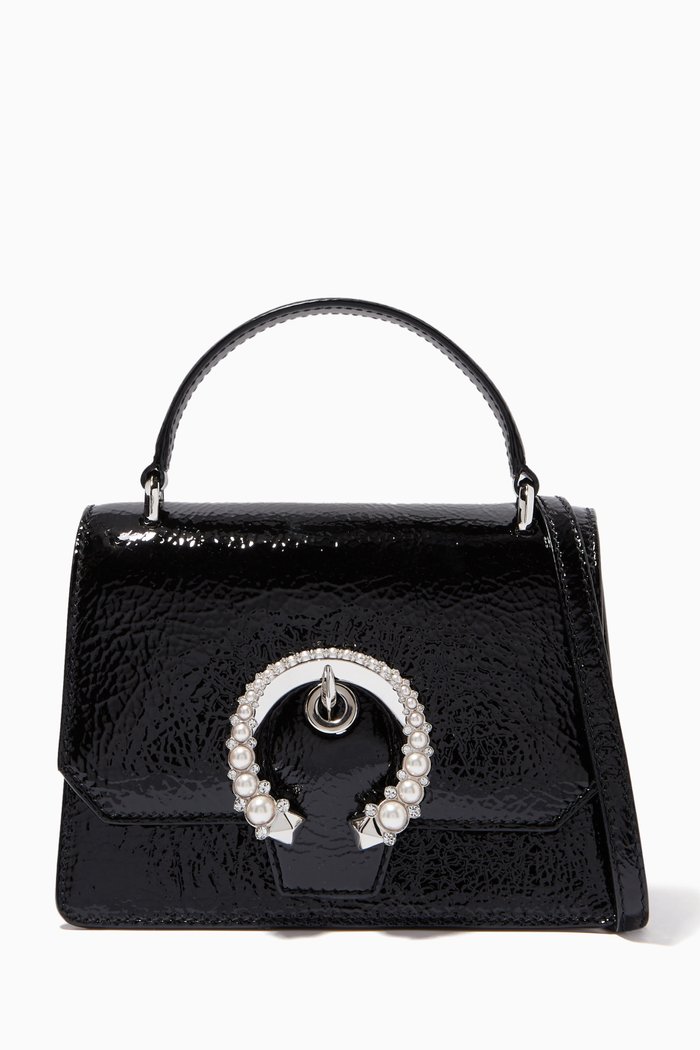 

Madeline Satchel/S in Patent Crackled Leather, Black