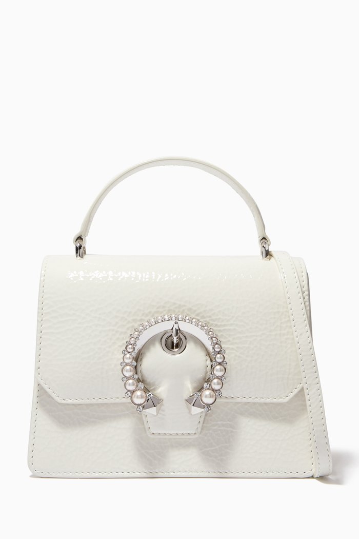 

Madeline Satchel/S in Patent Crackled Leather, White