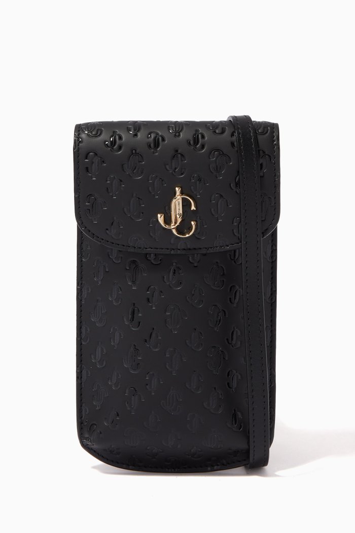 Varenne Phone Case in JC Monogram Pattern, Black