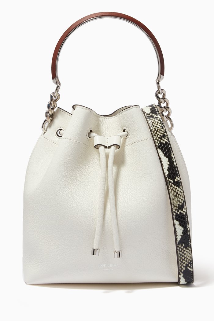 

Bon Bon Bucket Bag in Grainy Leather, White