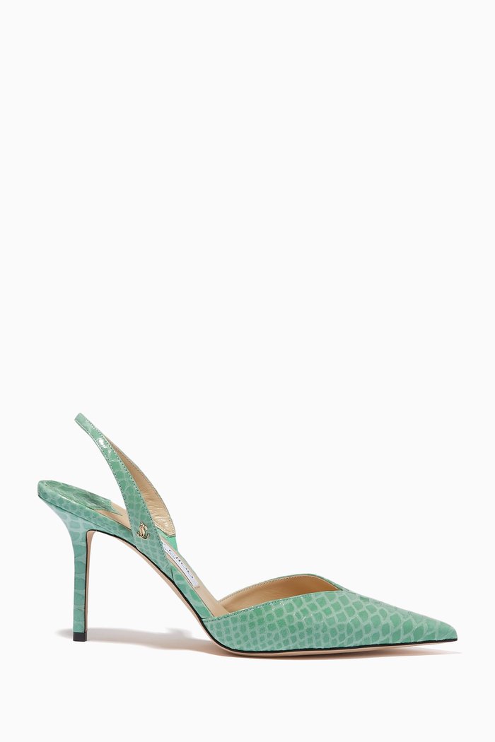 

Thandi 85 Slingback Pumps in Gel Snake-printed Leather, Green