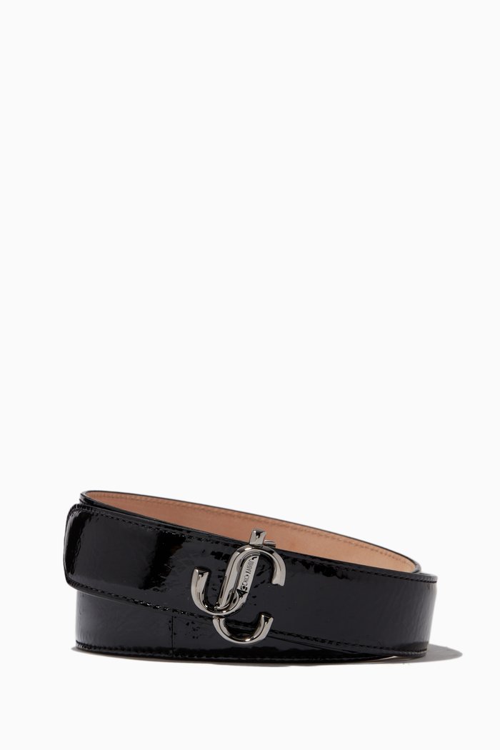 

Felisa Belt in Patent Textured Leather, Black