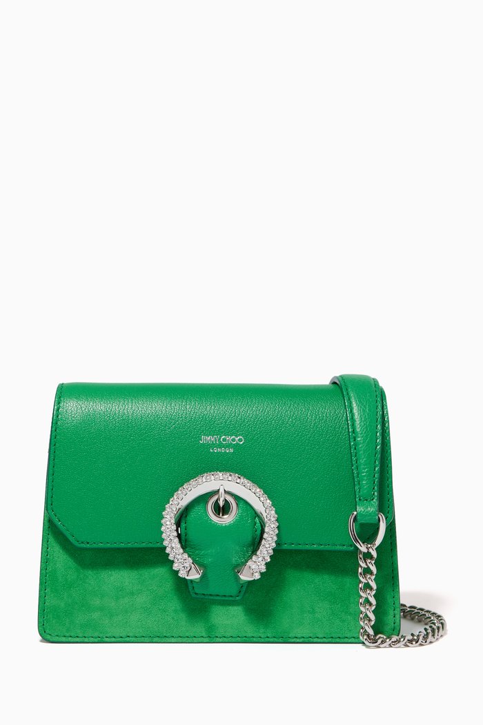 

Madeline Crossbody Bag in Suede & Leather, Green
