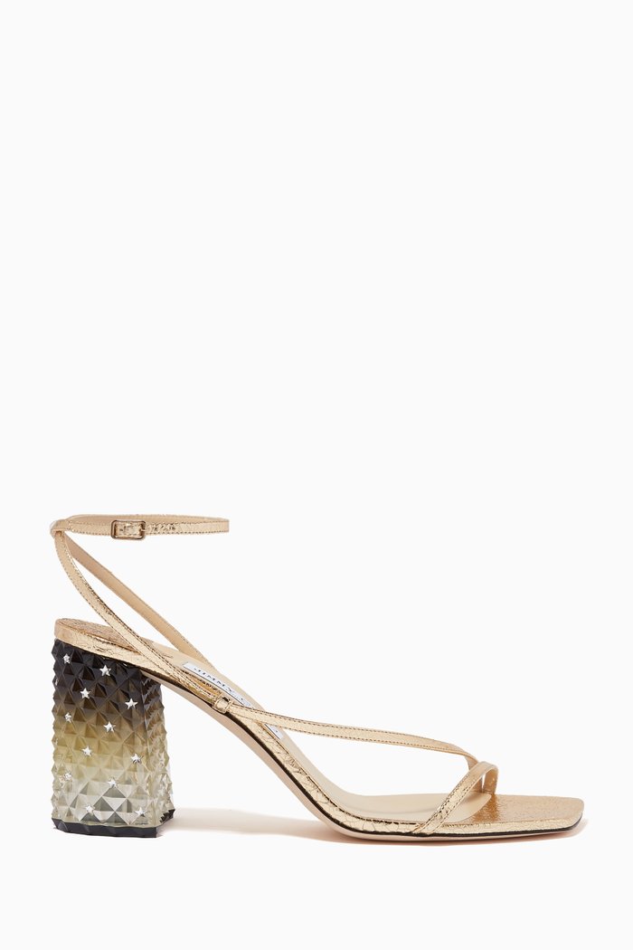 

Art 85 Sandals with Ombre Heel in Crackled Leather, Gold