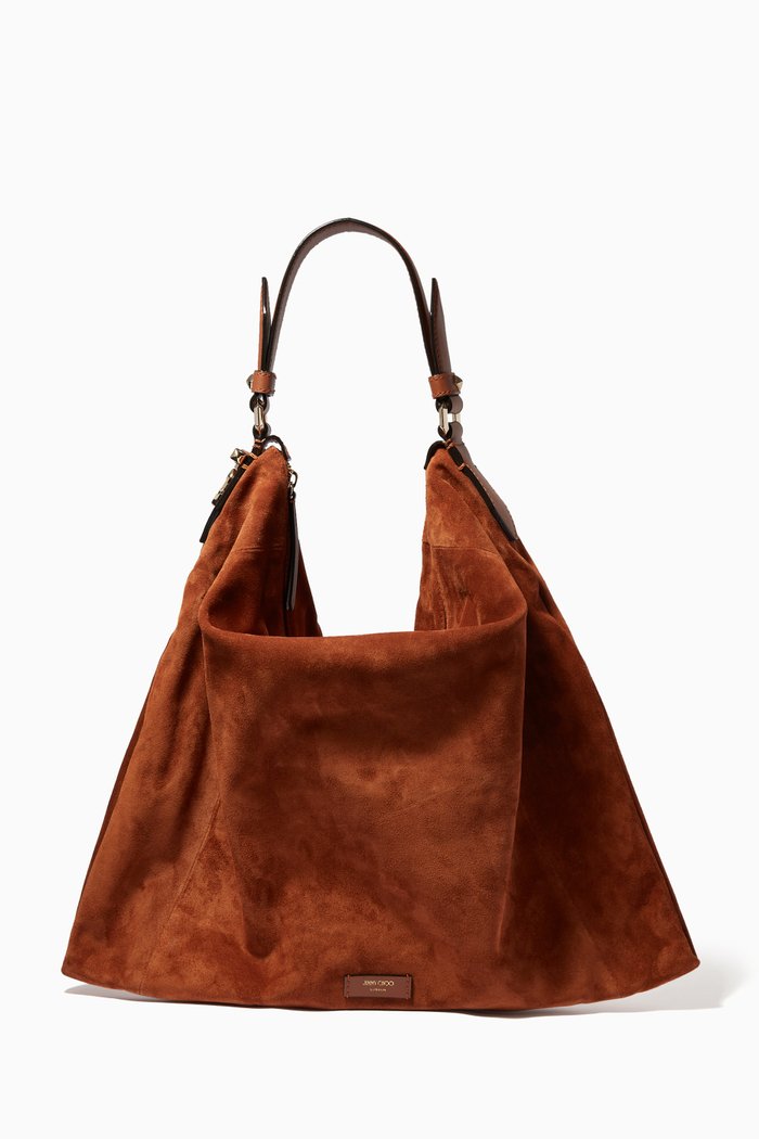 

Ana Hobo/S Bag in Suede with Smooth Leather Handle, Brown
