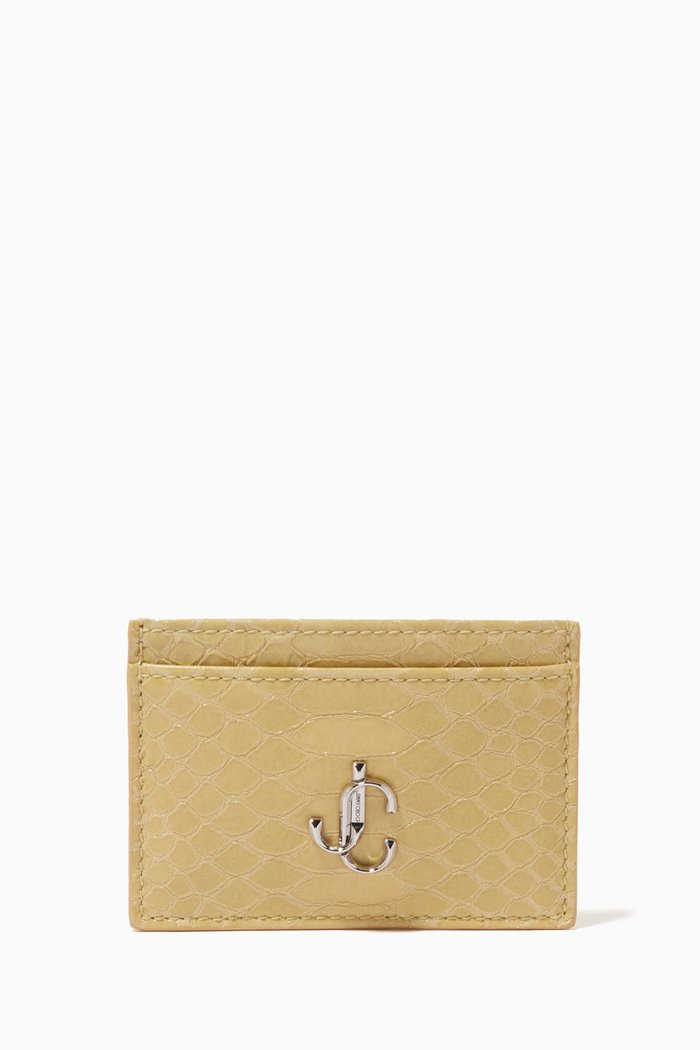 

Umika Card Holder in Gel Snake-printed Leather, Yellow