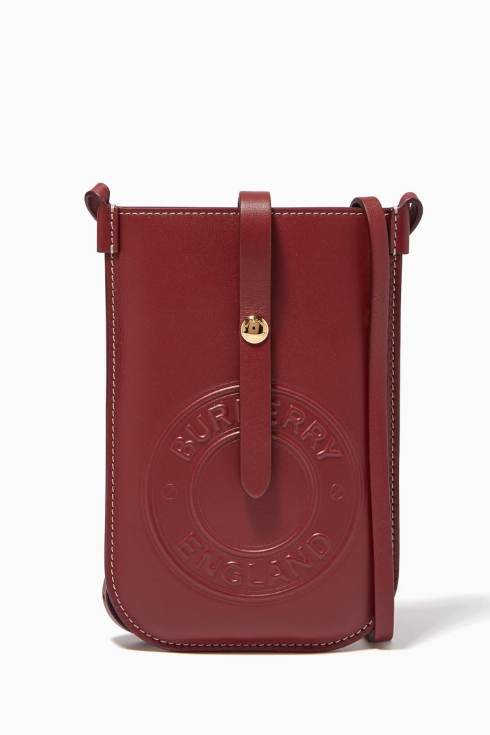 

Logo Graphic Anne Phone Case with Strap in Leather, Burgundy