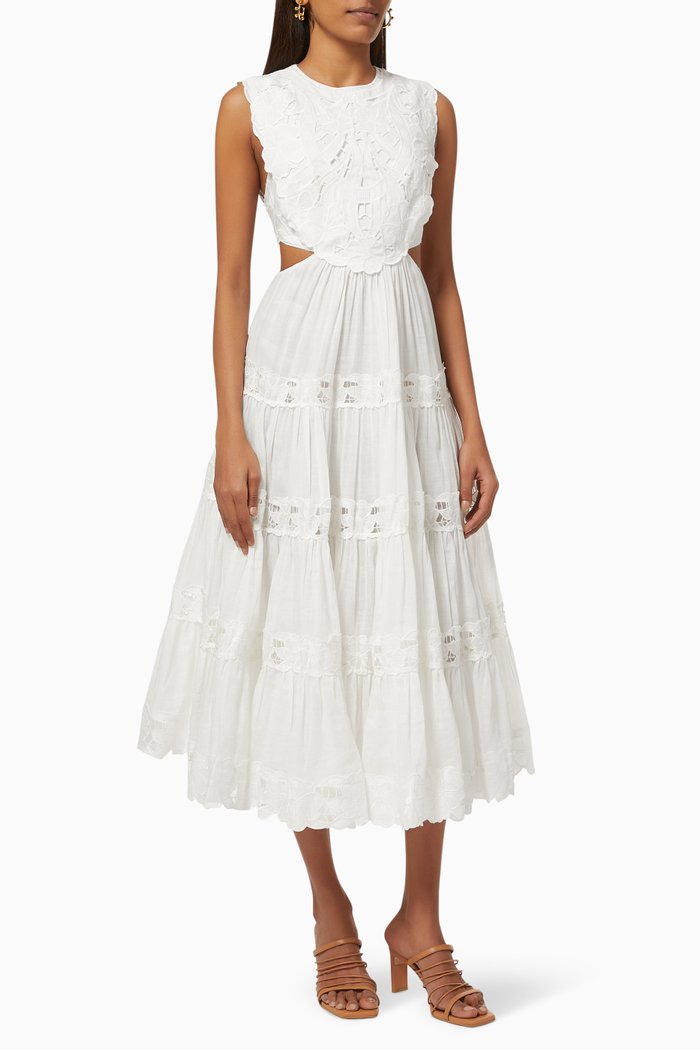 

Cassia Yoke Dress in Linen, Neutral