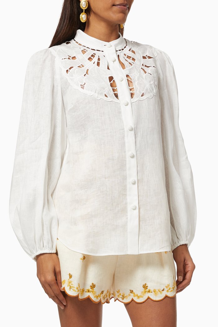 

Cassia Yoke Top in Linen, Neutral