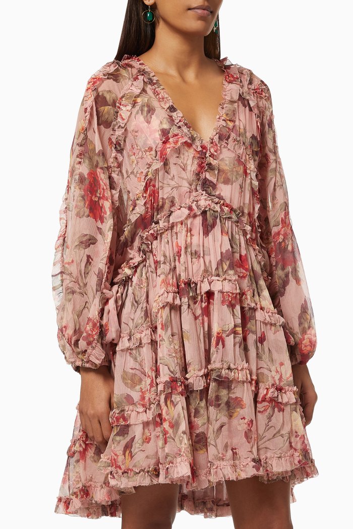 

Cassia Frill Billow Dress in Silk, Pink