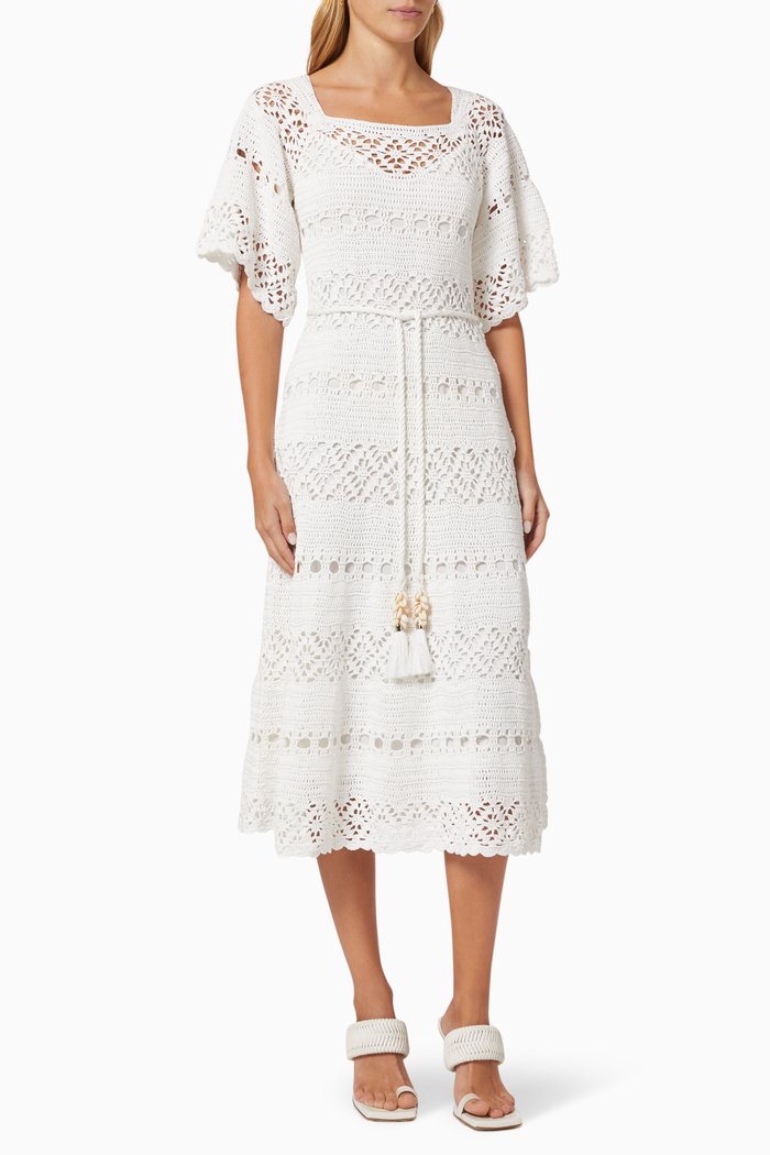 

Cassia Crochet Dress in Cotton, Neutral
