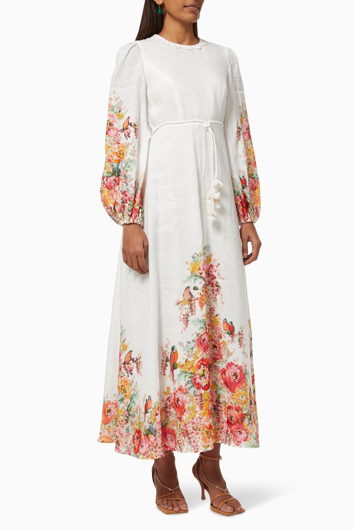 

Mae Midi Dress in Linen, Neutral