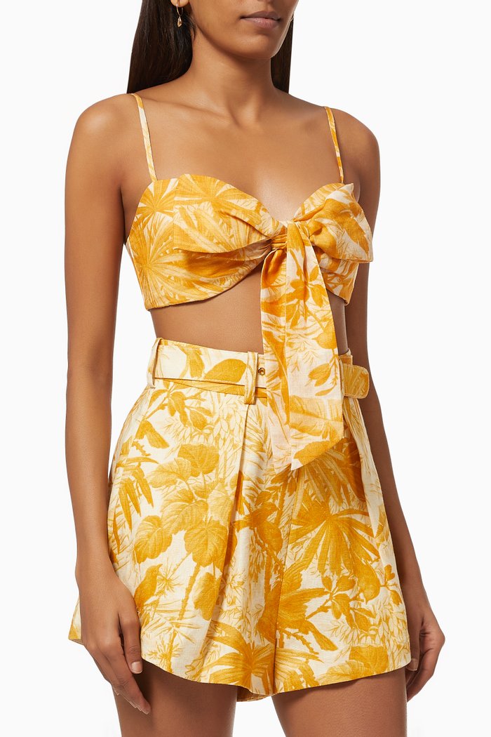 Mae Bow Bralette in Linen, Yellow
