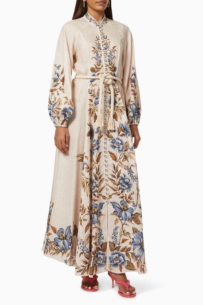 

Aliane Billow Long Dress in Linen, White