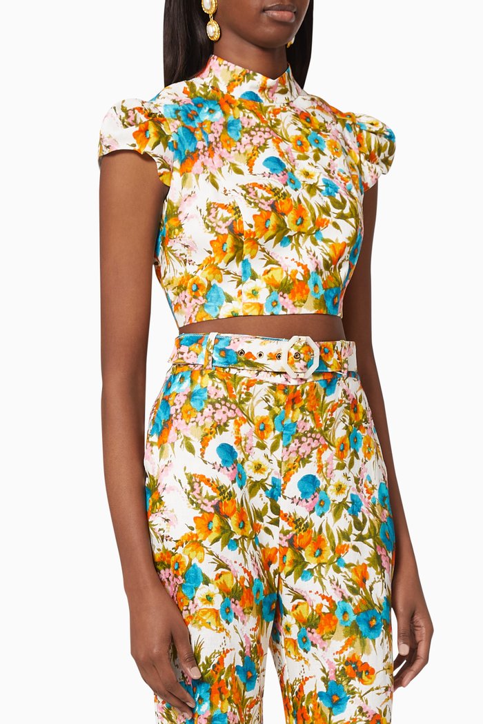 

Estelle Tie Top in Linen, Multicolour
