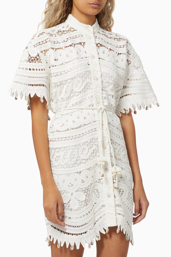 

Shelly Embroidered Shirt Dress in Linen, Neutral