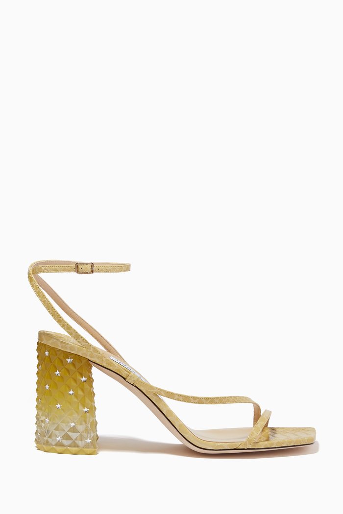 

Art 85 Sandals with Ombre Heel in Gel Snake-printed Leather, Yellow