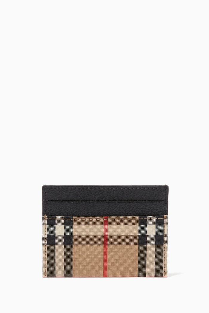 

Card Case in Vintage Check & Grainy Leather, Black