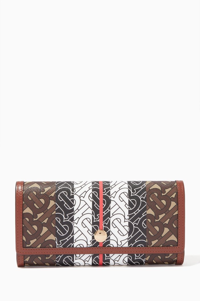 

Continental Wallet in Monogram Stripe E-canvas, Brown