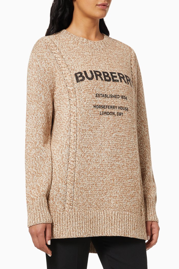 

Horseferry Oversized Sweater in Wool Cotton Cable Knit, Neutral