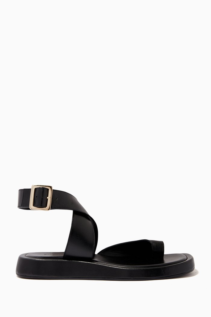 

x RHW Rosie 4 Sandals in Leather, Black
