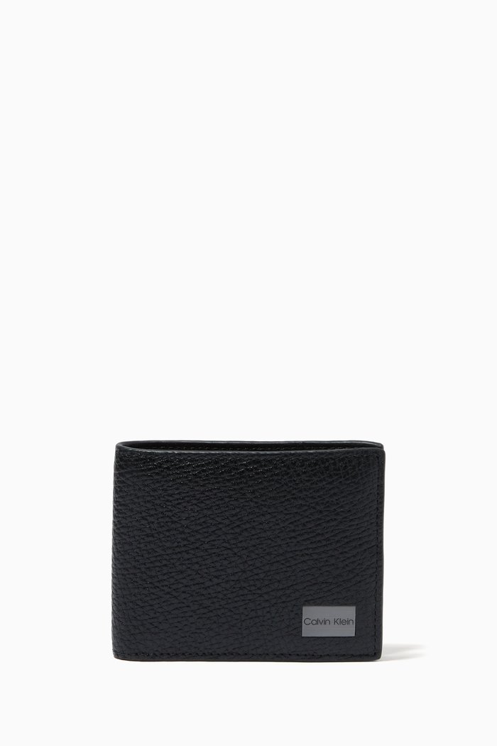 RFID Bifold Wallet in Leather, Black